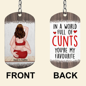 You're My Favourite-Personalized Stainless Steel Keychain-Gift For Her/Gift For Him- Hugging Couple Keychain - Keychains - GoDuckee