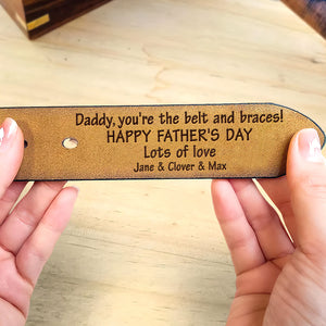 Personalized Gifts For Dad Secret Message Men's Belt We Love You Dad - Belts - GoDuckee