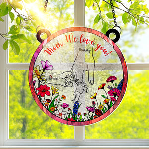 Hand In Hand Window Hanging Suncatcher Ornament - Personalized Gift For Mom 03XQLU280325 - Ornament - GoDuckee