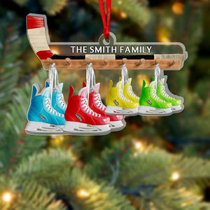 Ice Hockey Skates Family Personalized Ornament, Family Ornament, Family Christmas Decor - Ornament - GoDuckee