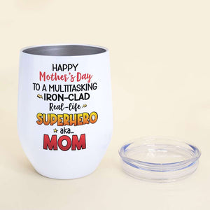 Multitasking Iron-Clad, Super Mom, Personalized Tumbler, Mother's Day Gift - Wine Tumbler - GoDuckee