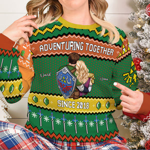 Adventuring Together, Couple Gift, Personalized Knitted Ugly Sweater, Game Couple Sweater, Christmas Gift 06NAXX110923HH - AOP Products - GoDuckee