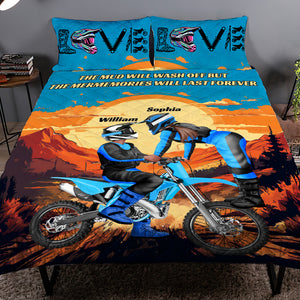Personalized Gifts For Motocross Couple Quilt Bed Set 03XQDT030724PA - Blanket - GoDuckee