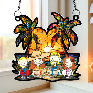 Personalized Gifts For Family Window Hanging Suncatcher Ornament Happy Family On The Beach 04KALU090125PA - Ornament - GoDuckee