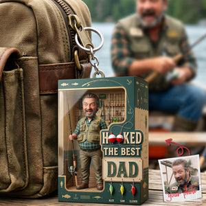 Hooked On Fishing Dad Keychain - Personalized Custom Photo Gifts For Dad 02PATA260326 - Keychains - GoDuckee