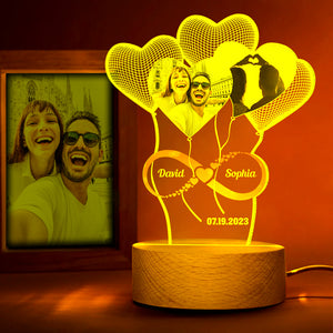 Anniversary Gifts For Couple, Personalized Led Night Light Wood Base, Valentine's Day Gifts - Led Night Light - GoDuckee