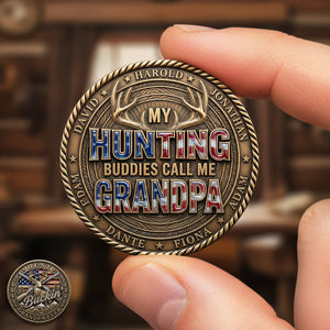 American Hunting Printed Metal Coin - Personalized Gifts For Grandpa 04pata020326 - Coin - GoDuckee