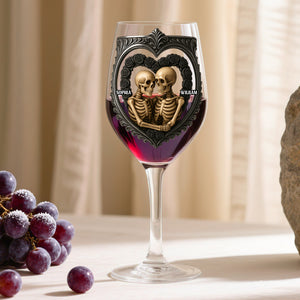 Skull Couple Wine Glass - Personalized Gifts For Couple 02OHDT300825 - Wine Glass - GoDuckee