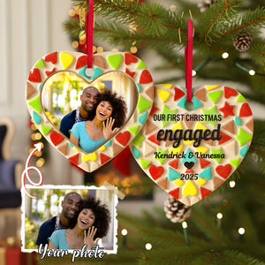 First Christmas Engaged Ornament, Personalized Gifts For Couple 01qhmg030925 - Ornament - GoDuckee