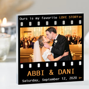 Personalized Gifts For Couple Custom Shaped Acrylic Plaque Ours Is My Favorite Love Story - Decorative Plaques - GoDuckee