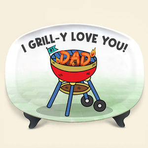 I Grill-y Love You, Personalized Grilling Family Resin Plate - Resin Plate - GoDuckee