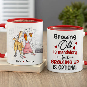 Grow Up Is Optional - Personalized Couple Mug - Gift For Funny Old Couple - Coffee Mug - GoDuckee