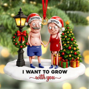 Funny Old Couple Ornament - Personalized Gifts For Couple Christmas Ornament 05OHQN140826