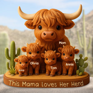 Personalized Gifts For Mom Plaque Highland Cow Mama 03XQDT150425 - Shaped Plaques - GoDuckee