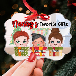 Nanny's Favorite Gifts, Personalized Cute Grandkids Medallion Acrylic Ornament, 01PGTN070923HH - Ornament - GoDuckee