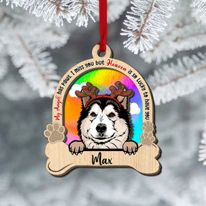 I Miss You But Heaven Is So Lucky To Have You, Personalized Wood Ornament, Gifts For Dog Lovers, Christmas Gifts - Ornament - GoDuckee