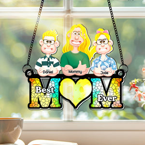 Personalized Gifts For Mom Window Hanging Suncatcher Ornament Best Mom Ever 03OHLU180225PA - Ornament - GoDuckee