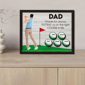 Custom Photo Gifts For Dad Wood Sign Thanks For Always Putting Us On The Right Course In Life - Wood Signs - GoDuckee