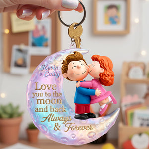 Love You To The Moon And Back Keychain - Personalized Gifts For Couple 01huta290126 - Keychains - GoDuckee