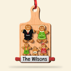 Gift For Family, Personalized Ornament, Gingerbread Wood Shape Cut Ornament, Christmas Gift - Ornament - GoDuckee