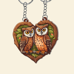 Personalized Owl Couple Keychains - Couple Gift - Keychains - GoDuckee