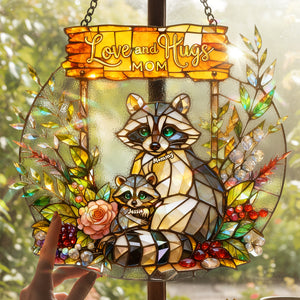 Raccoon Mom and Kids Suncatcher Ornament – Personalized Gifts For Mom 01tota030326 - Ornament - GoDuckee