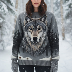 The Wild Wolf Ugly Sweater - Personalized Gifts For Wolf Lovers 10PALU011125 - AOP Products - GoDuckee