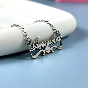 Personalized Name Necklace - Graceful Ribbon Charm 03 18acxx140325 - Necklace - GoDuckee