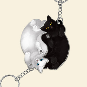 Personalized Cat Couple Keychains - Couple Gift For Pet Lover - Keychains - GoDuckee