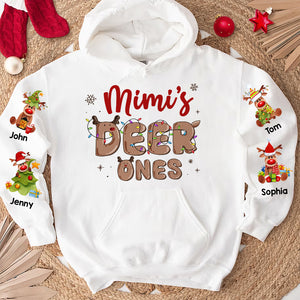 Mimi's Deer Ones, Personalized Shirt For Grandma, Mom, Christmas Gift For Family, Cute Reindeer Xmas Shirt - AOP Products - GoDuckee