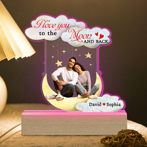 Personalized Gifts For Couple 3D Led Light I Love You To The Moon And Back - Led Night Light - GoDuckee