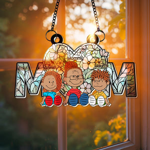 Personalized Gifts For Mom Suncatcher, Soft Vibrant Flower Hear Stained Glass Art 02QHLU270225PA - Ornament - GoDuckee