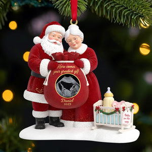 Santa Claus Custom Photo Gifts For Pregnancy Christmas Ornament 05kitn161025 - Ornament - GoDuckee