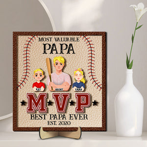 Most Valuable Baseball Dad, Personalized Gifts For Dad Wood Sign 01TOLU210125HG - Wood Sign - GoDuckee