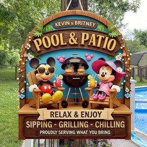 Relaxing Couple By The Patio Pool Wood Sign - Personalized Gifts For Couples 01NADT060625 - Wood Sign - GoDuckee