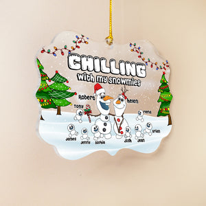 Chilling With Out Snowmies, Gift For Family, Personalized Acrylic Ornament, Snowman Family Ornament, Christmas Gift 05HTPO190723HA - Ornament - GoDuckee
