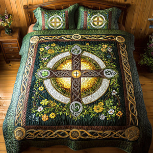 Gifts For Christian Quilt Bedding Set Special Line - St. Patrick's Edition, Celtic Cross 01tgqn180125 - Blanket - GoDuckee