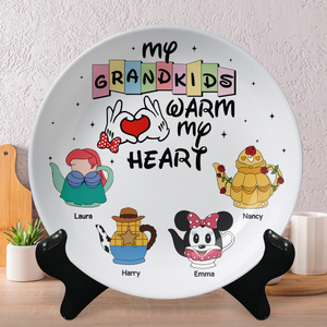 Personalized Gifts For Grandma Ceramic Round Plate 02ohpu180325 - Ceramic Round Plate - GoDuckee