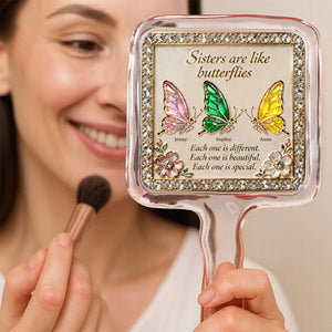 Sisters Butterfly Handheld Mirror Personalized Gifts For Besties 01natn130226 - Mirror - GoDuckee