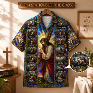 Jesus Cross Journey Hawaiian Shirt- Personalized Religious Summer Gifts 02HUDH180726 - Hawaiian Shirts - GoDuckee