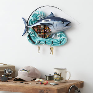 Fishing Gear Corner Key Hanger - Personalized Gift For Fishing Lovers 03KILU101225 - Wood Sign - GoDuckee