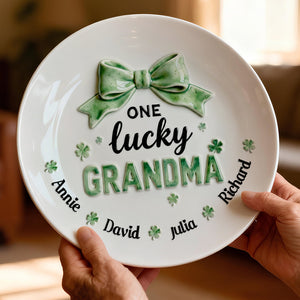 Patrick's Day Round Ceramic Plate - Personalized Gifts For Grandma and Mom 01pgdt090226 - Ceramic Round Plate - GoDuckee