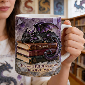 Book Dragon Coffee Mug - Personalized Gifts For Book Lovers 02naqn140126 - Coffee Mug - GoDuckee