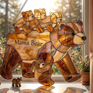 Mama Bear Suncatcher - Personalized Gifts For Mother's Day Suncatcher Ornament 03HUDT090426 - Ornament - GoDuckee