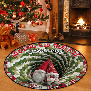 Gnome Couple Quilted Round Mat - Personalized Gifts For Couple 01naqn131025 - Doormat - GoDuckee