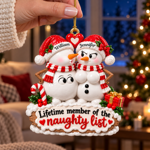 Naughty Snowman Couple Christmas Ornament - Personalized Gifts For Couple 05toqn191026 - Ornament - GoDuckee