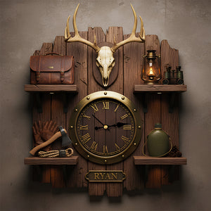 Rustic Hunting Acrylic Clock – Personalized Gifts For Hunting Lovers 05todt261225 - Hanging Wall Clock - GoDuckee