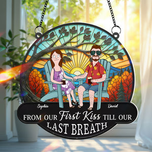 Funny Cartoon Couple Personalized Christmas Gifts For Couple Suncatcher Ornament 03ohtn300725pa - Ornament - GoDuckee