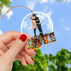 Firefighter Couple Love Acrylic Ornament, Christmas Gift For Firefighter Couple 03QHQN221123 - Ornament - GoDuckee