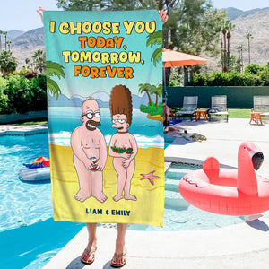 Personalized Gifts for Couple Beach Towel, Funny Standing In The Beach 01napu090724hg - Beach Towel - GoDuckee